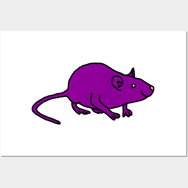 Purple Rat Minimal Line Drawing Wall Art by ellenhenryart